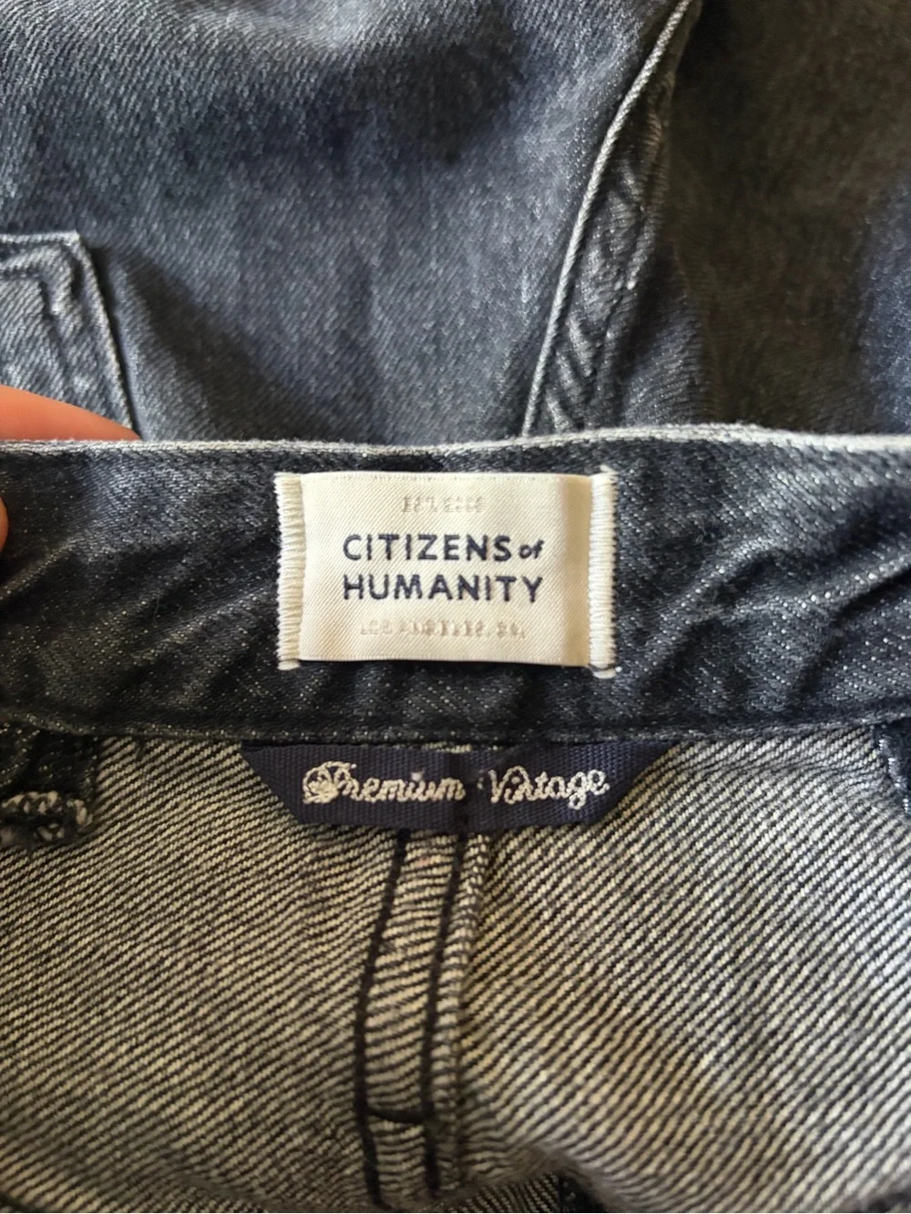 Citizens of humanity cutout waist wide leg baggy denim black jean shorts size 27